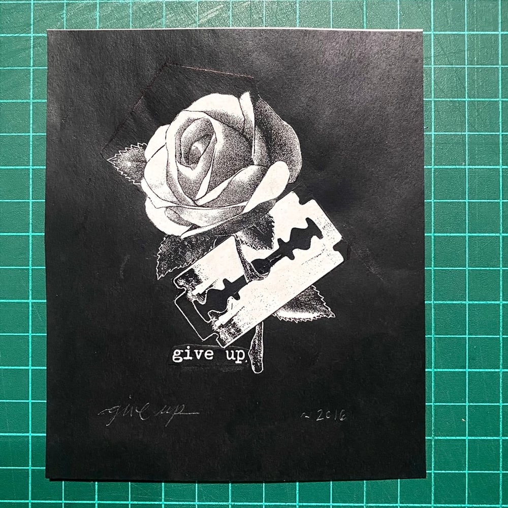 Image of 'rose & razor' original collage