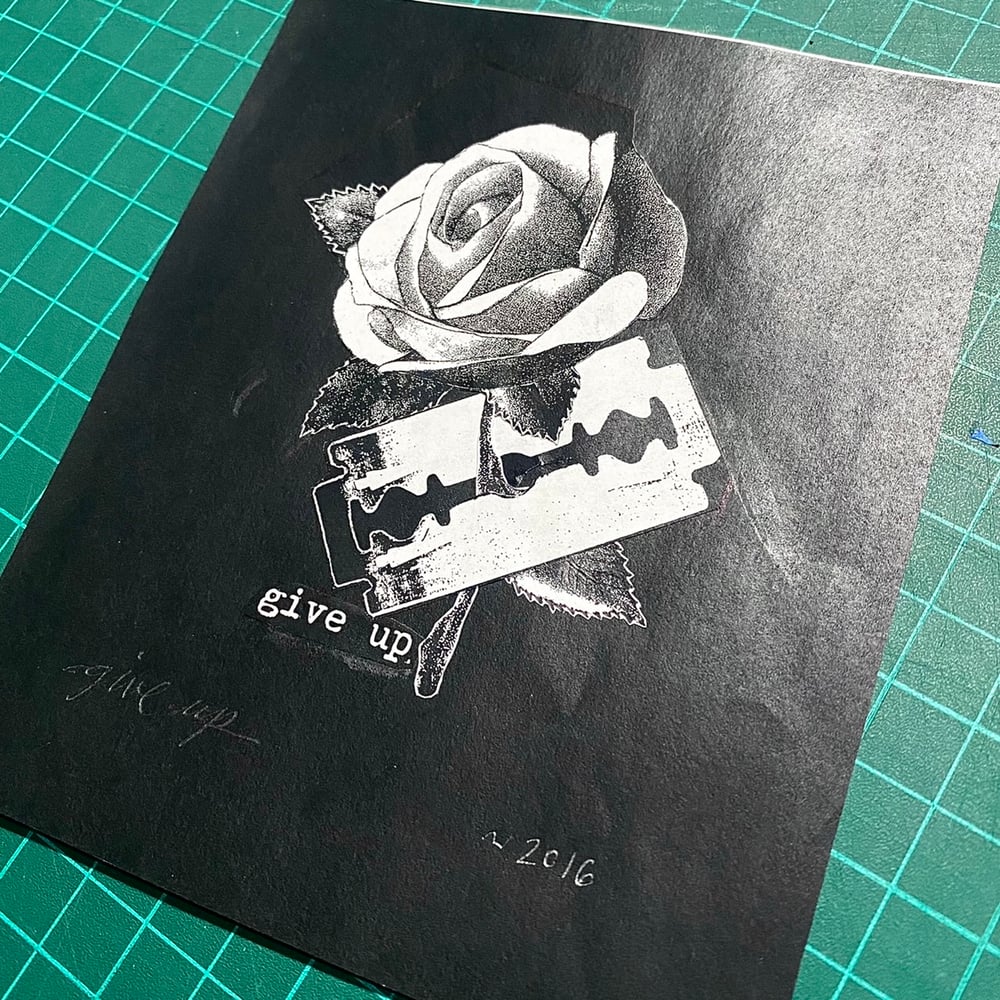 Image of 'rose & razor' original collage