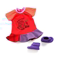 Image 1 of daylight savings sucks DST 12m courtneycourtney baby tunic dress short sleeve red purple
