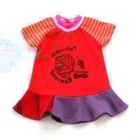 Image 2 of daylight savings sucks DST 12m courtneycourtney baby tunic dress short sleeve red purple