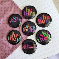 Image 1 of Pronoun Button Badges (Various Options) 