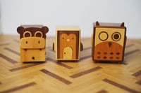 Image 1 of Handcrafted 1:6 Scale Miniature Animal Cabinets for Dollhouses (Walnut & Beech)