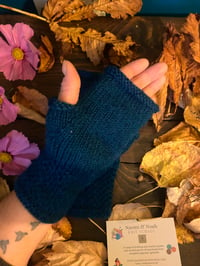 Image 4 of Aqua marine ladies alpaca hand knit fingerless gloves 