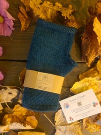 Image 5 of Aqua marine ladies alpaca hand knit fingerless gloves 