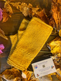 Image 1 of Golden yellow ladies alpaca hand knit gloves