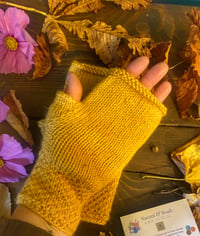 Image 2 of Golden yellow ladies alpaca hand knit gloves