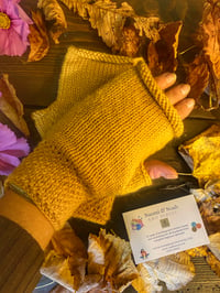 Image 3 of Golden yellow ladies alpaca hand knit gloves