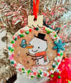 Snowman and bird - ornament