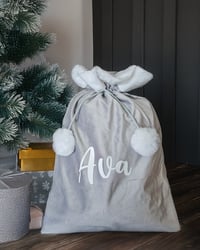 Grey Velvet Christmas Sack