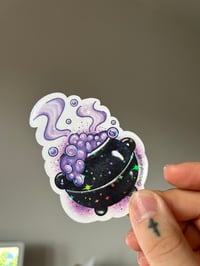 Image 1 of Spooky Cauldron Stickers HOLOGRAPHIC