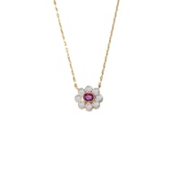 Image 1 of Ruby and Diamond Halo Necklace