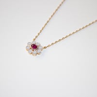 Image 2 of Ruby and Diamond Halo Necklace