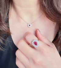 Image 4 of Ruby and Diamond Halo Necklace