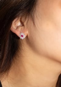 Image 2 of Ruby Halo Stud Earring