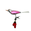 Pink Bird with Berries and Clip Christmas Tree Ornament