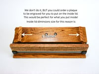 Image 10 of Oak wood Keepsake Box accented with exotic Black Palmm edged with band saw blade, Wood Knife Box