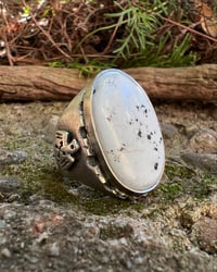 Image 1 of WL&A Handmade White Buffalo Thunderbird Signet Ring - Size 10