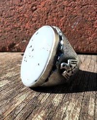 Image 3 of WL&A Handmade White Buffalo Thunderbird Signet Ring - Size 10