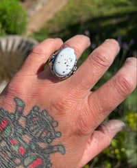 Image 5 of WL&A Handmade White Buffalo Thunderbird Signet Ring - Size 10