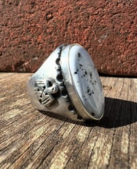 Image 4 of WL&A Handmade White Buffalo Thunderbird Signet Ring - Size 10