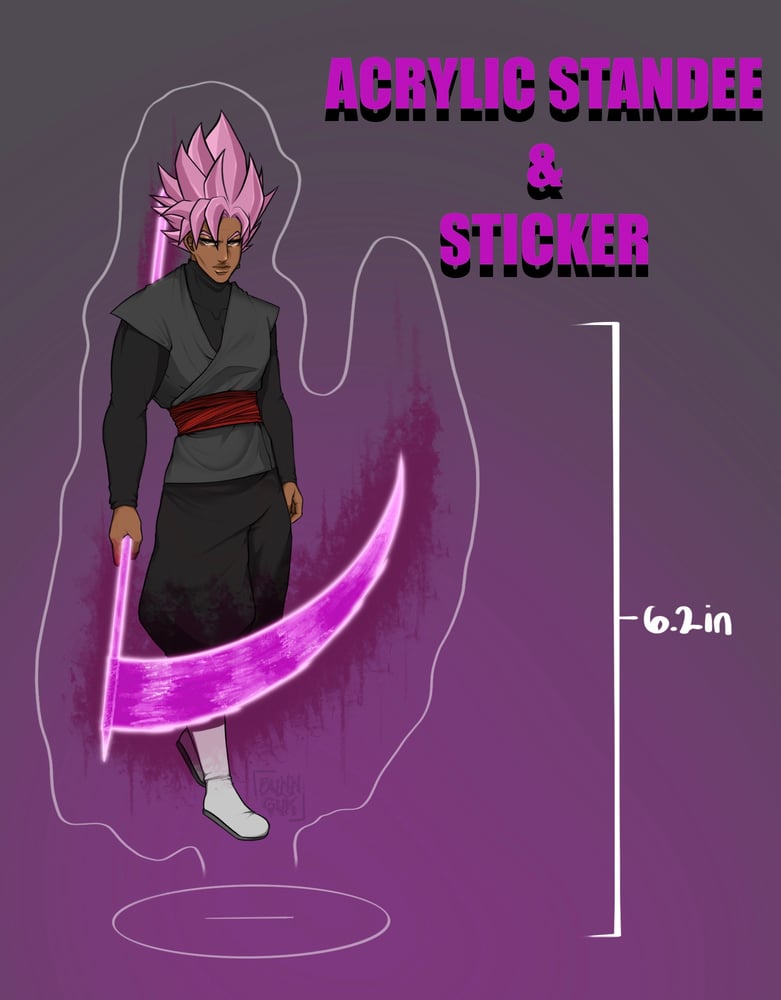 Image of Goku Black Acrylic Standee and Sticker (Pre-Order)