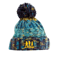 CORKSCREW BEANIE - TEAL/YELLOW/NAVY