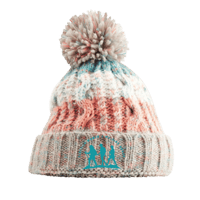 CORKSCREW BEANIE - BEIGE/CORAL/BLUE