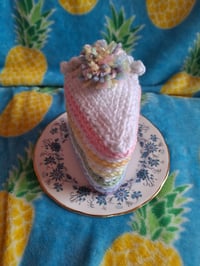 Image 15 of Knitted Cake Slices - Rainbow, Neon, Funfetti, Checkerboard, and Vampire Drips Now Available!