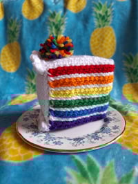 Image 4 of Knitted Cake Slices - Rainbow, Neon, Funfetti, Checkerboard, and Vampire Drips Now Available!