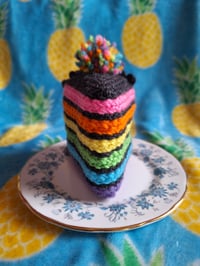 Image 10 of Knitted Cake Slices - Rainbow, Neon, Funfetti, Checkerboard, and Vampire Drips Now Available!