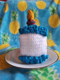 Image 3 of Knitted Cake Slices - Rainbow, Neon, Funfetti, Checkerboard, and Vampire Drips Now Available!