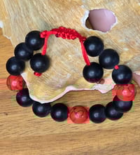 Image 2 of Matte Black Onyx with red turquoise chakra beaded necklace and bracelet set 
