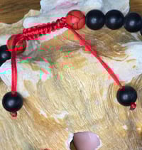 Image 3 of Matte Black Onyx with red turquoise chakra beaded necklace and bracelet set 