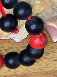Image 4 of Matte Black Onyx with red turquoise chakra beaded necklace and bracelet set 