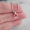 6mm Silver Dot Pendant in Red