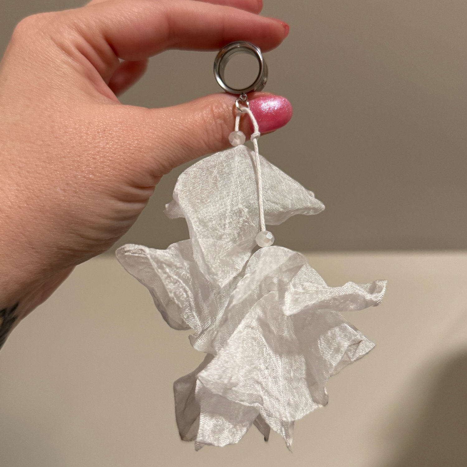Image of White Long Flowy Flower Dangles (sizes 4g-2")