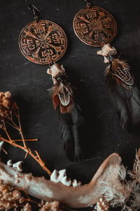 Image 4 of Relics etched brass and feather earrings