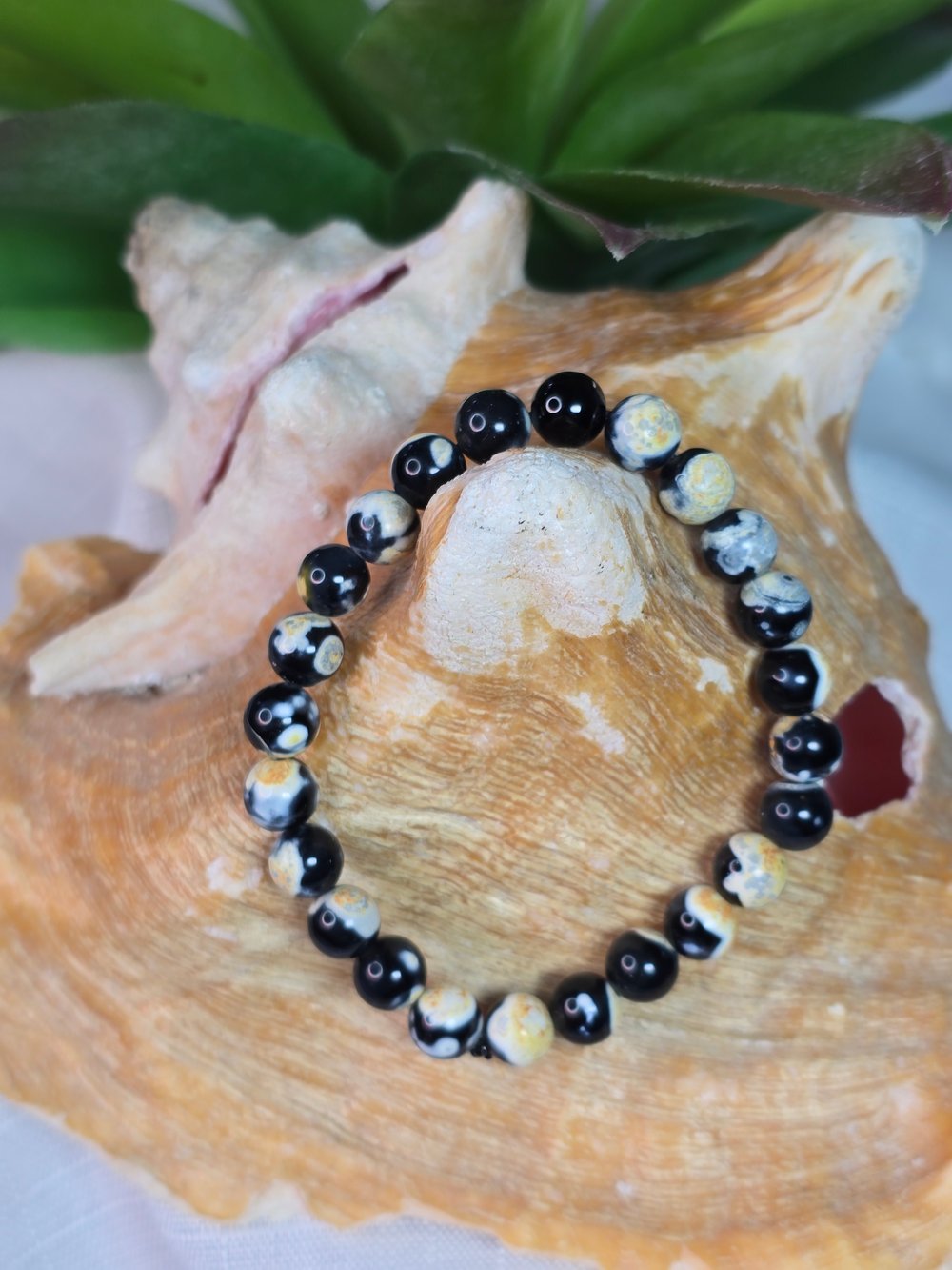 Image of Yellow black Fire agate bracelet