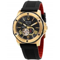 Bulova Marine Star Open Heart Black Dial Automatic Diver's 98A272 200M Men's Watch