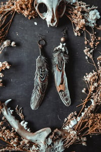 Image 2 of Mismatched Feather earrings