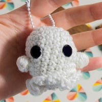 Image 2 of Glow in the Dark Crochet Ghost Keychain