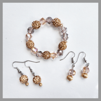 Image 1 of Coral Shimmer Bracelet/Coral Shimmer Earrings/Coral Ballroom Earrings for Kids Teens Girls 