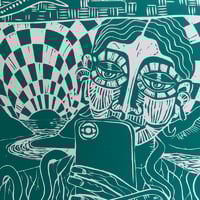 Image 1 of Selfie Sun Set - Lino print