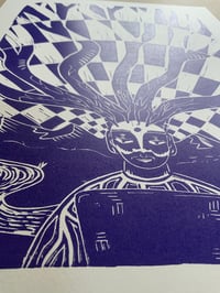 Image 4 of He Stared at his Laptop whilst his Mind Wandered into the Noosphere ~ lino print