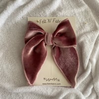 Image 1 of Velvet Dusty Pink Long Fable Bow