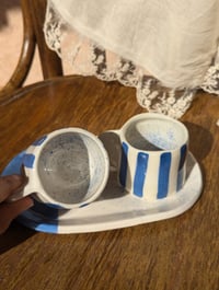 Image 4 of Ensemble 2 tasses Expresso et Plateau Bleu