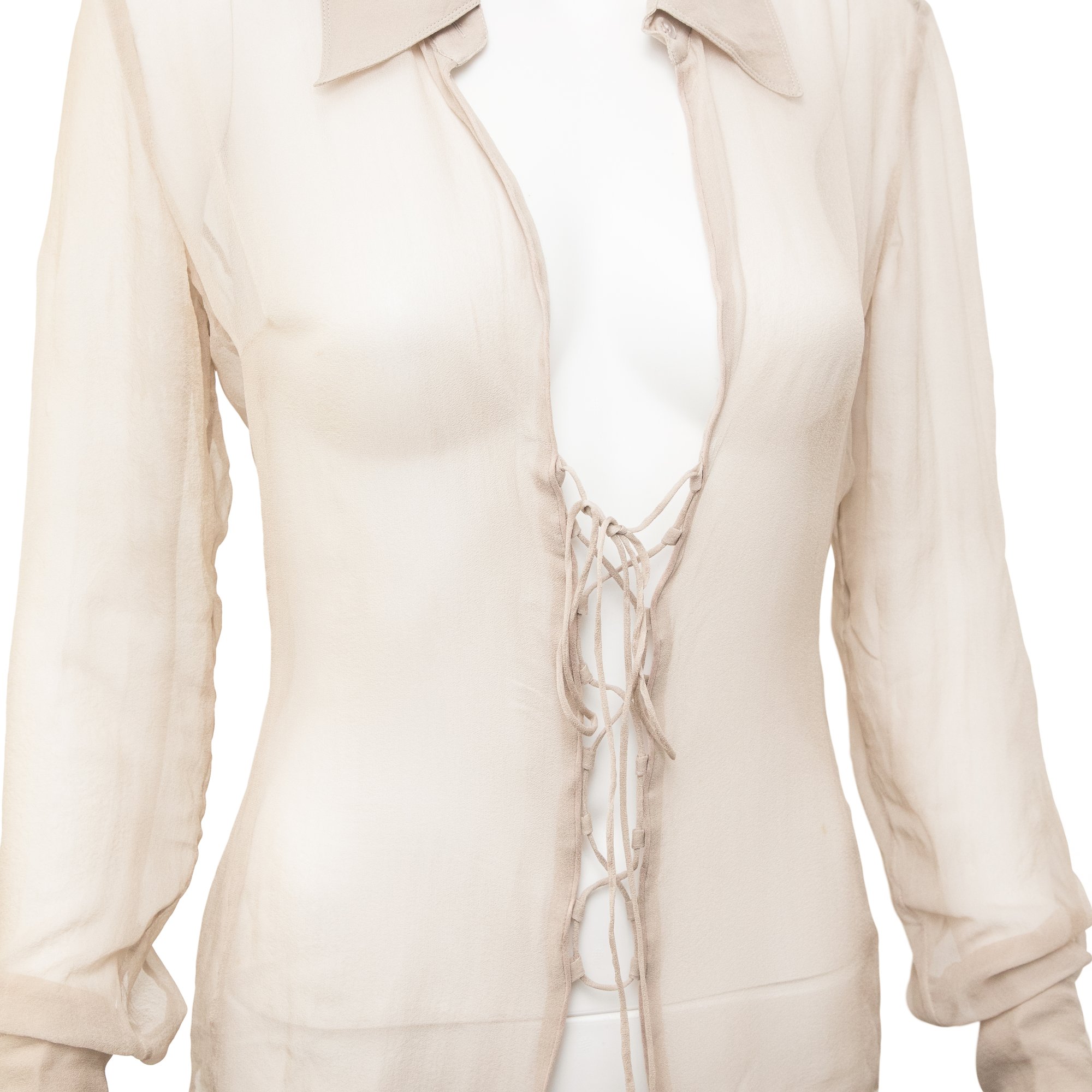 Image of Gucci by Tom Ford 2002 Chiffon Lace Up Shirt