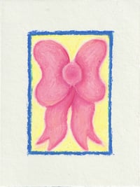 Pink Ribbon Has Ears – Oil Pastel Drawing