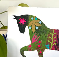 Image 4 of Margot,a green and pink monoprinted and collaged horse