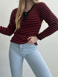 Image 2 of 00s Red striped shirt // L